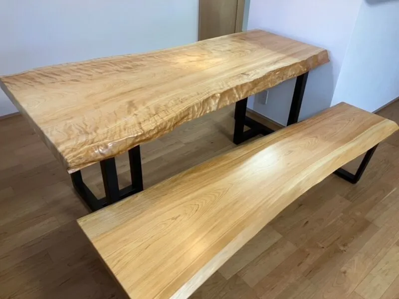 那珂市Y様 桧樹齢300年以上 ダイニングテーブル・ベンチセット(共木)