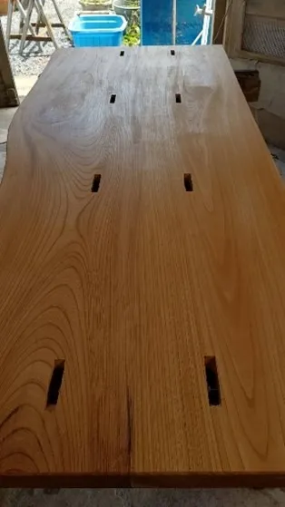水戸市 O様　ケヤキ2枚接ぎテーブル(1枚はO様の板)