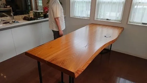 水戸市 O様　ケヤキ2枚接ぎテーブル(1枚はO様の板)