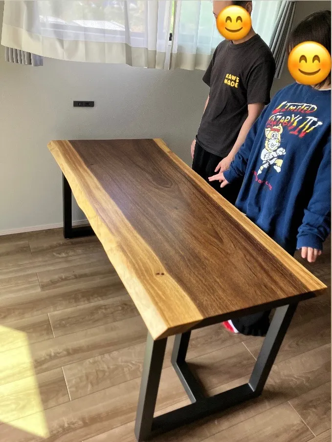 日立市I様モンキーポッド一枚板テーブル納品